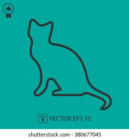 Cat vector icon EPS 10. Simple isolated cat silhouette.