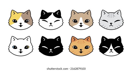 cat vector icon kitten calico logo face head breed character cartoon symbol illustration doodle design isolated clip art