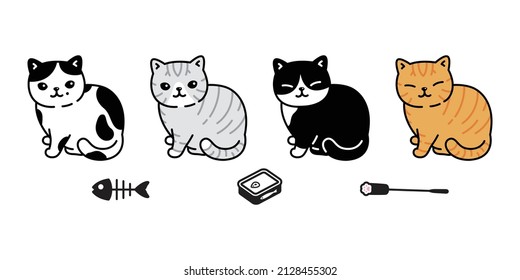 cat vector icon kitten ginger calico logo breed symbol cartoon character doodle design animal illustration isolated