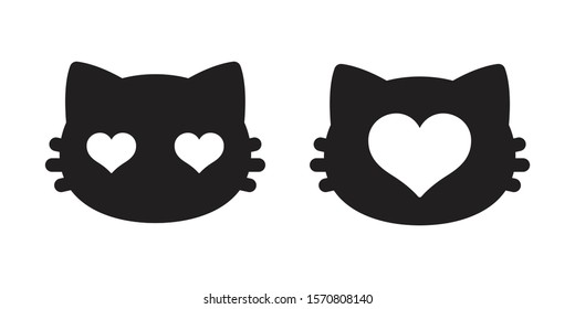 cat vector icon kitten heart valentine head calico logo symbol cartoon character illustration doodle design