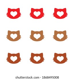 cat vector icon kitten heart valentine head calico logo symbol cartoon character illustration doodle design
