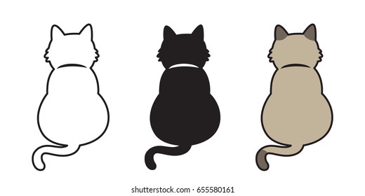 Cat Vector Icon Logo Calico Kitten Cat Tail Doodle Character Illustration