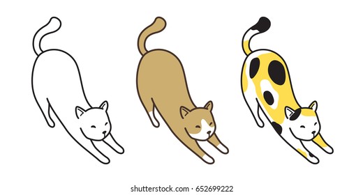 Cat vector icon logo kitten calico doodle illustration wake up