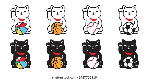 Katzenkätzchen Sport Charakter Cartoon Illustration Doodle
