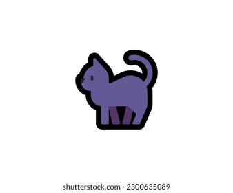Cat vector icon on a white background. Domestic black cat emoji illustration. Isolated cat vector emoticon