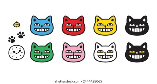 cat vector icon smile face kitten logo calico neko pet cartoon character munchkin illustration symbol clip art isolated design