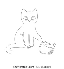 Iconos vectores de gato, Caricatura. Fondo invernal de estilo dibujado a mano. Tarjeta con animal de dibujos animados.