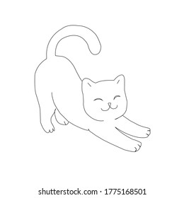 Iconos vectores de gato, Caricatura. Fondo invernal de estilo dibujado a mano. Tarjeta con animal de dibujos animados.