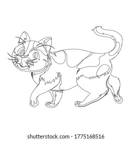 Cat Vector Icons, Cute Cartoon. Winter background in hand drawn style. Card with cartoon animal.