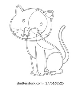 Cat Vector Icons, Cute Cartoon. Winter background in hand drawn style. Card with cartoon animal.