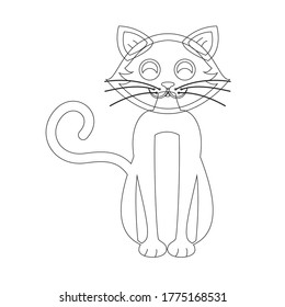 Cat Vector Icons, Cute Cartoon. Winter background in hand drawn style. Card with cartoon animal.