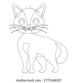 Cat Vector Icons, Cute Cartoon. Winter background in hand drawn style. Card with cartoon animal.