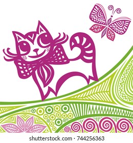 Cat. Vector illustration.