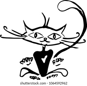 Cat vector illustration.Can be used to create a tattoo.