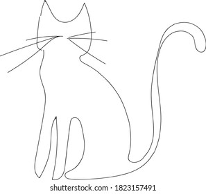 Cat Vector Illustration Black and White - Shutterstock ID 1823157491