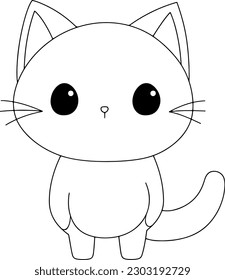 Cat vector illustration. Black and white Cat coloring book or page for children