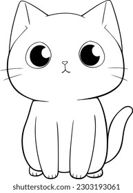 Cat vector illustration. Black and white Cat coloring book or page for children