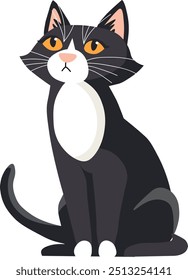 Gato. Ilustração vetorial de um gato preto e branco