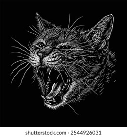 Ilustración vectorial de gato Negro Blanco