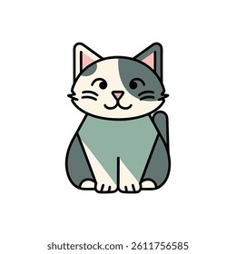cat vector illustration with bold line art and solid colors on a white background