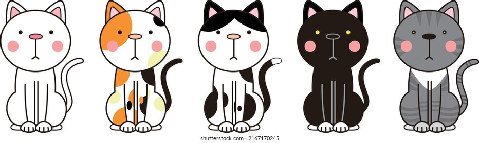 Cat vector illustration, cats in various colors