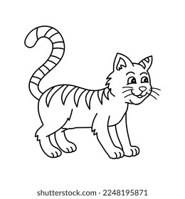 Cat vector illustration. Cute cartoon cat. Cat hand draw isolated.