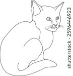 Cat Vector Illustration – Cute and Curious Feline in Artistic Style