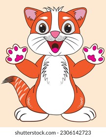 Cat vector illustration . cute and funny cat design .