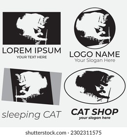 plantilla de logotipo de icono de ilustración de vector de gato