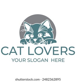 Plantilla de logotipo de diseño de Ilustración vectorial de gato