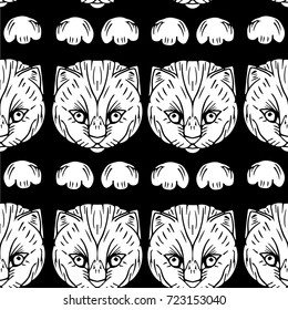 Cat vector illustration. Doodle style. Design icon, print, logo, poster, symbol, decor, textile, paper.