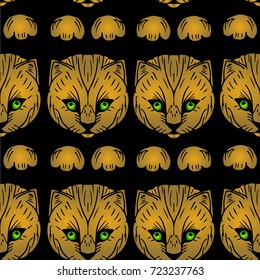 Cat vector illustration. Doodle style. Design icon, print, logo, poster, symbol, decor, textile, paper.