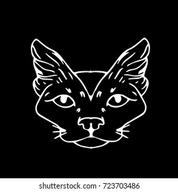 Cat vector illustration. Doodle style. Design icon, print, logo, poster, symbol, decor, textile, paper.