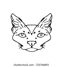 Cat vector illustration. Doodle style. Design icon, print, logo, poster, symbol, decor, textile, paper.
