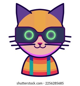 Cat vector illustration Flat Cartoon Style. logo cute Cat icon. Animal Nature Icon Isolated.