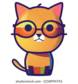 Cat vector illustration Flat Cartoon Style. logo cute Cat icon. Animal Nature Icon Isolated.