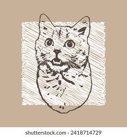 Cat vector illustration. Hand drawn picture