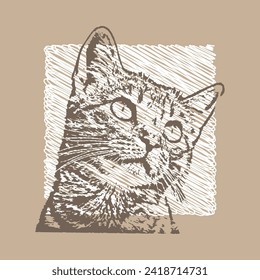 Katze, Vektorgrafik. Handgezeichnetes Bild