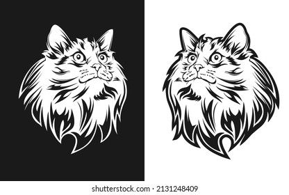 cat vector illustration, line art for printing needs on dark or light media