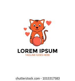 Cat vector illustration logo. love your pet day celebration. editable