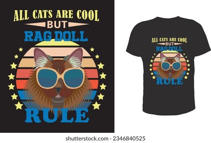 vector de gato, ilustración, diseño de tipografía