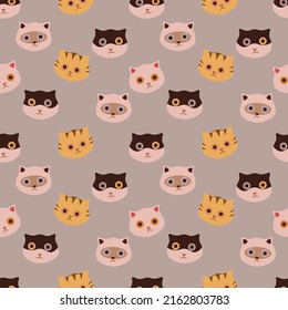 Cat vector ilustration seamless patern.Great for textile,fabric,wrapping paper,and any print.