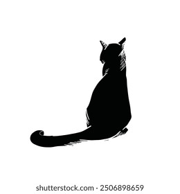 cat vector image from behind