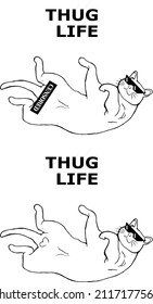 Cat vector image. Inspired by the Thug Life meme. I hope you all smile and be happy.
