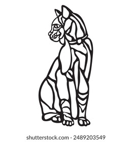 Cat. Vector image. Tattoo. Animal print. Wall panel cat.  