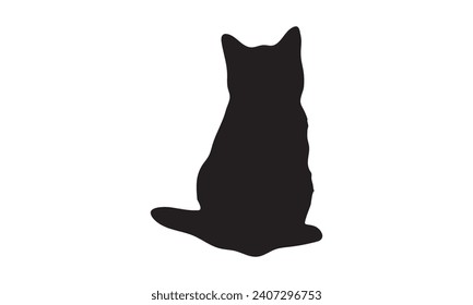 
Silueta aislada de Cat Vector - sobre fondo blanco,Descarga digital instantánea.