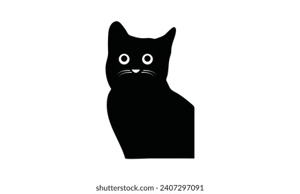 Cat Vector isolated silhouette - on white background,Instant Digital Download.