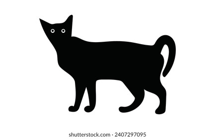 Silueta aislada de Cat Vector - sobre fondo blanco,Descarga digital instantánea.
