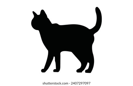 Silueta aislada de Cat Vector - sobre fondo blanco,Descarga digital instantánea.