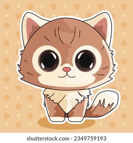 cat vector, kawaii cat, cute cat, cartoon cat, little kitty, bigeye pet, pet poster, greeting card design. vector illustration kawaii style